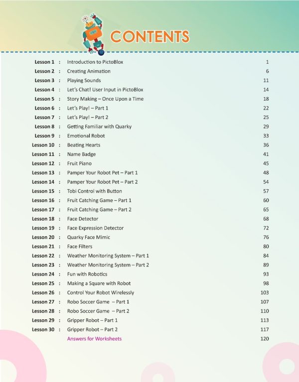 Fun Filled Coding, AI and Robotics Class 3 – Contents