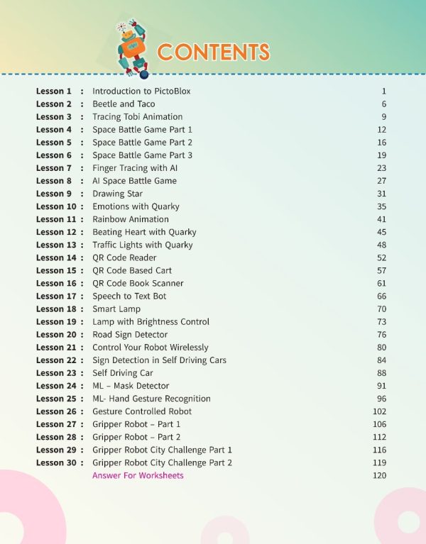 Fun Filled Coding, AI and Robotics Class 5 – Content