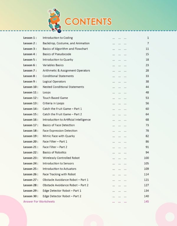 Interactive Coding, AI and Robotics Book Class 6 – Content