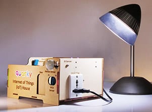 Table lamp powered by Quarky Internet of Things (IoT) House