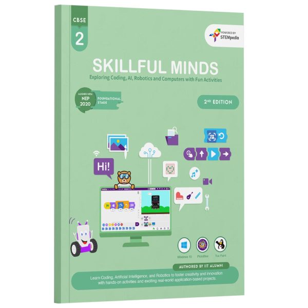 CBSE Coding, AI, Robotics and Computer Book - Class 2 Edition 2 for Academic Year 2025-26 | Skillful Minds
