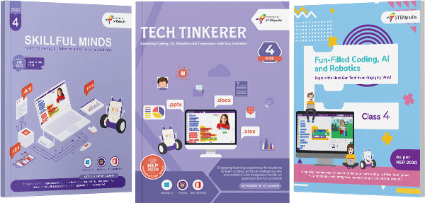 STEMpedia Coding, AI, Robotics, Computer Books for ICSE Class 4
