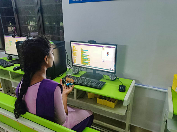 Student at NTPC Simhadri Innovation Lab Inauguration at MJPAPBCWR School and Jr. College, Thanam