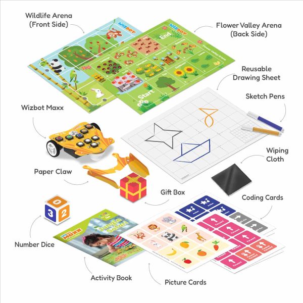 Jungle Safari Kit with Game Arena, Activity booklet, Reusable Drawing Sheets, picture and coding cards for screen-free play time