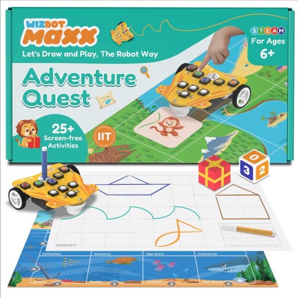 Wizbot Maxx Adevnture Quest Kit for screen-free play time with robot toy for kids
