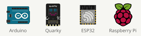 Quarky Intellio compatible with Arduino, Quarky, ESP32, and Raspberry Pi boards